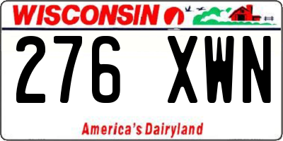 WI license plate 276XWN