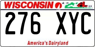 WI license plate 276XYC