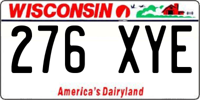 WI license plate 276XYE
