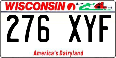 WI license plate 276XYF