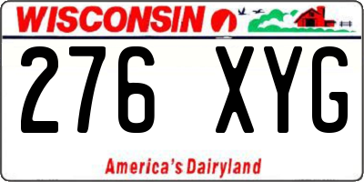 WI license plate 276XYG