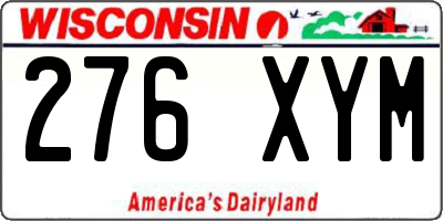 WI license plate 276XYM