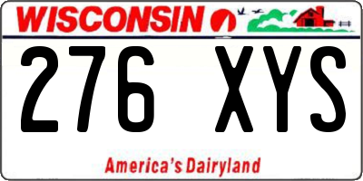 WI license plate 276XYS