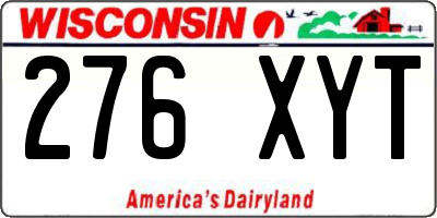 WI license plate 276XYT