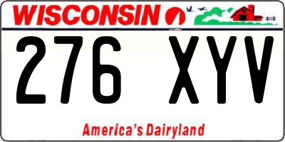 WI license plate 276XYV