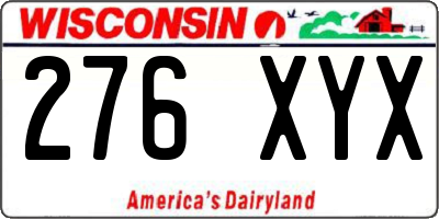 WI license plate 276XYX