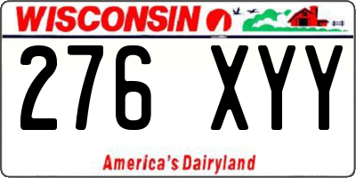 WI license plate 276XYY