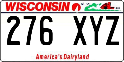 WI license plate 276XYZ