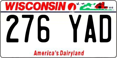 WI license plate 276YAD