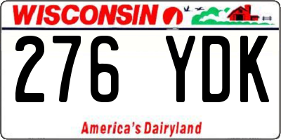 WI license plate 276YDK