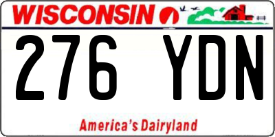 WI license plate 276YDN