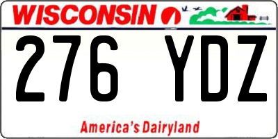 WI license plate 276YDZ