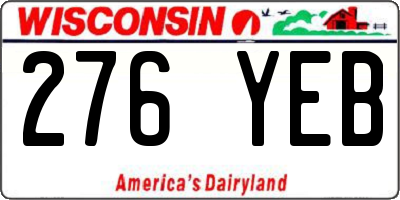 WI license plate 276YEB