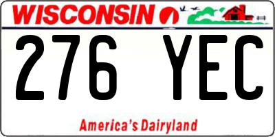 WI license plate 276YEC
