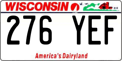WI license plate 276YEF