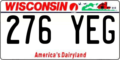 WI license plate 276YEG