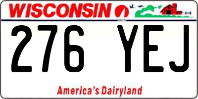 WI license plate 276YEJ