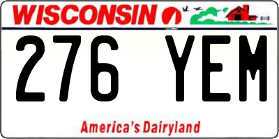 WI license plate 276YEM