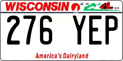 WI license plate 276YEP