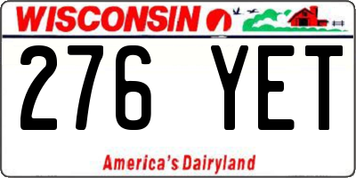 WI license plate 276YET