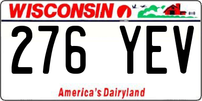 WI license plate 276YEV