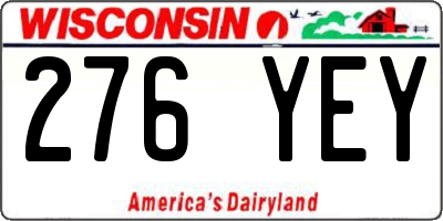 WI license plate 276YEY