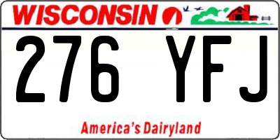 WI license plate 276YFJ