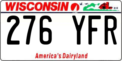WI license plate 276YFR