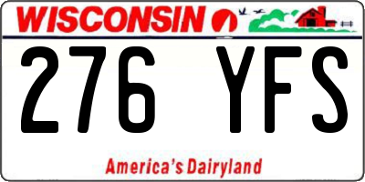 WI license plate 276YFS