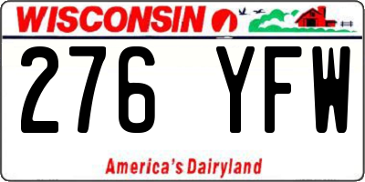 WI license plate 276YFW