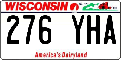 WI license plate 276YHA