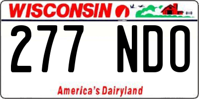 WI license plate 277NDO