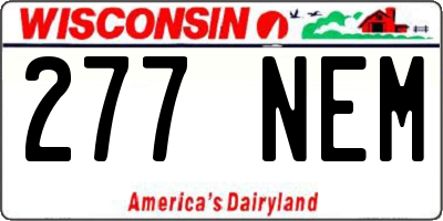 WI license plate 277NEM