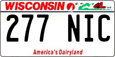 WI license plate 277NIC