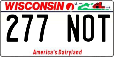WI license plate 277NOT