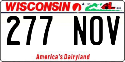 WI license plate 277NOV
