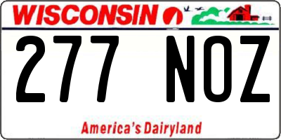 WI license plate 277NOZ