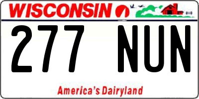 WI license plate 277NUN