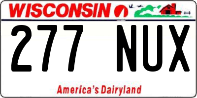 WI license plate 277NUX