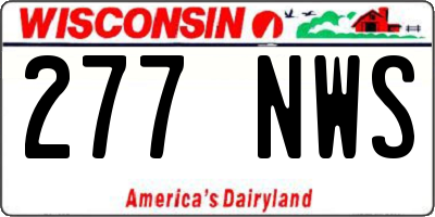WI license plate 277NWS