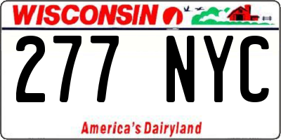 WI license plate 277NYC