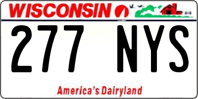 WI license plate 277NYS
