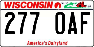 WI license plate 277OAF