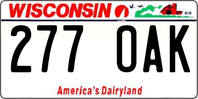 WI license plate 277OAK