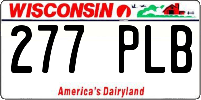 WI license plate 277PLB