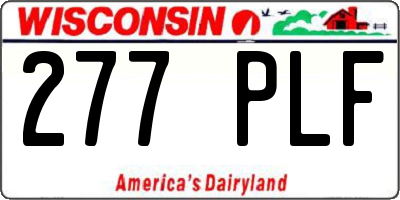 WI license plate 277PLF