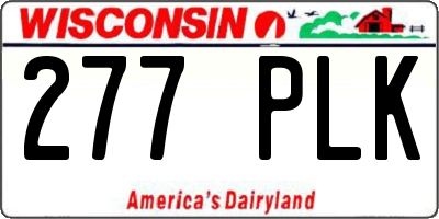WI license plate 277PLK