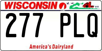 WI license plate 277PLQ