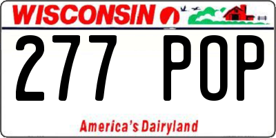 WI license plate 277POP