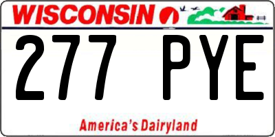 WI license plate 277PYE